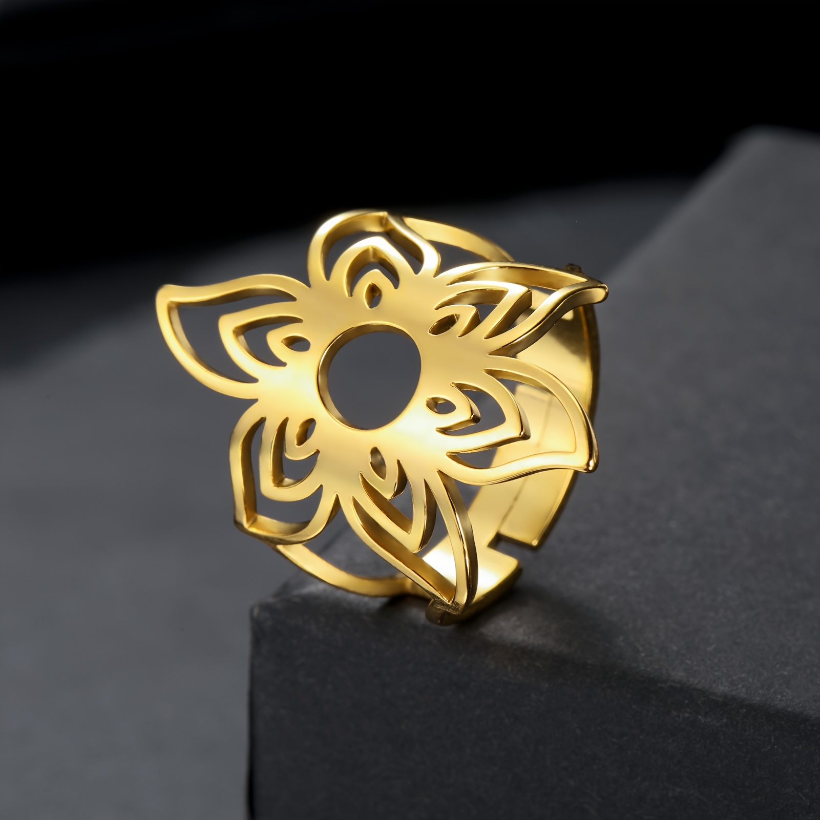 Unisex Three-Layer Petal Adjustable Ring, Gift for Him & Her